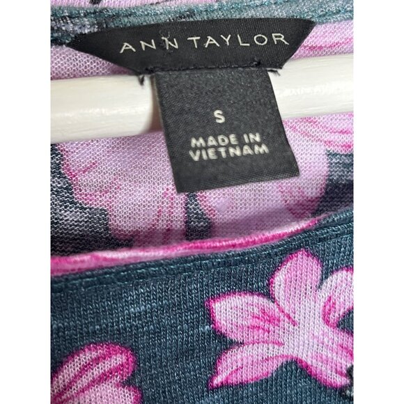 Ann Taylor Green Linen Floral Blouse Small Garden Casual Work Spring Summe - Picture 8 of 13